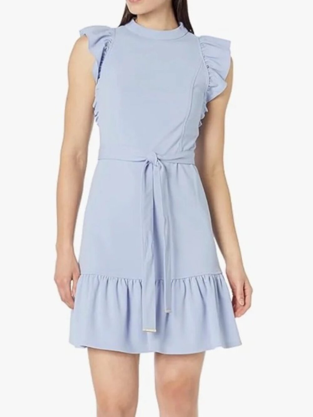 Tommy Hilfiger Periwinkle Puff Sleeve Flounce Dress Size 2 Blue Career Cocktail
